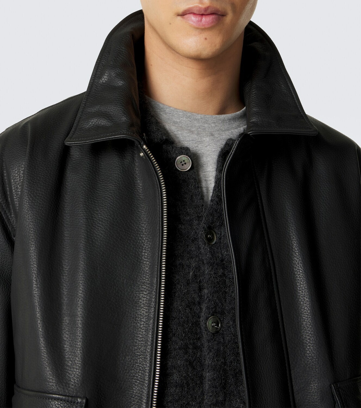 Arma Bari teddy-trimmed leather blouson jacket
