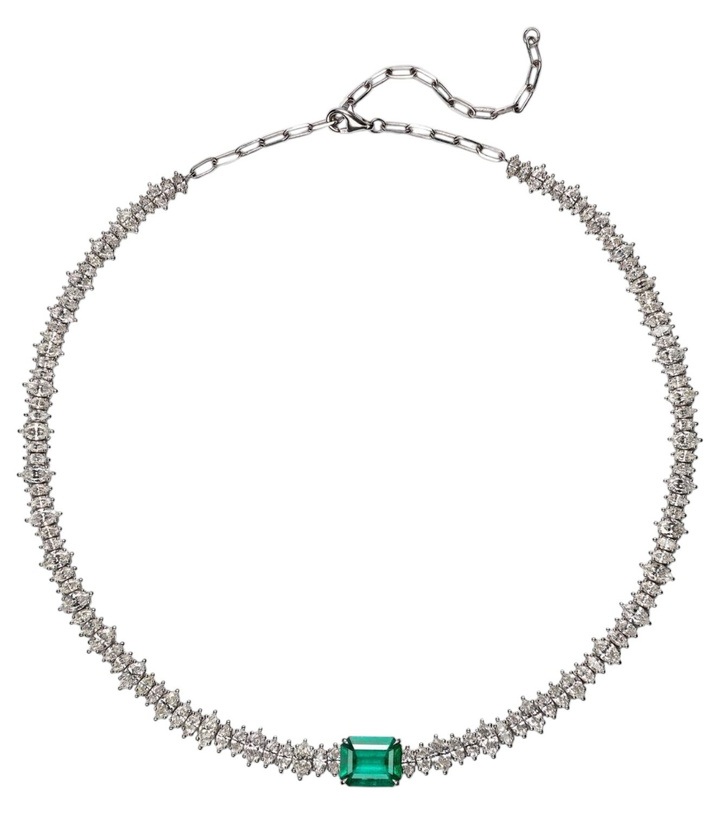 Photo: Anita Ko 18kt white gold choker with diamonds and emerald