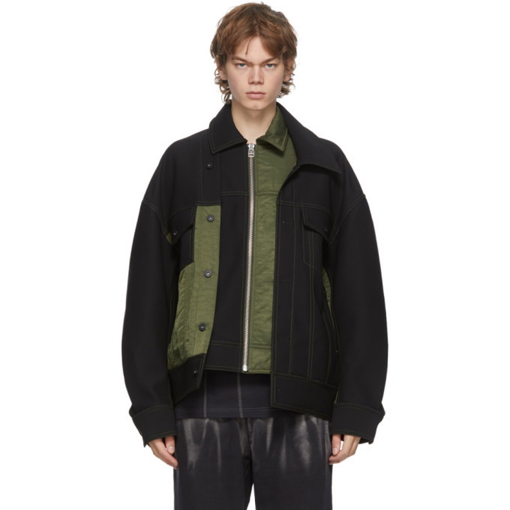 Photo: Feng Chen Wang Black and Green Panelled Jacket