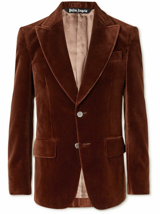 Photo: Palm Angels - Cotton-Velvet Suit Jacket - Brown