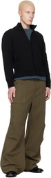 C.P. Company Black Compact Cotton Zipped Cardigan Sweater
