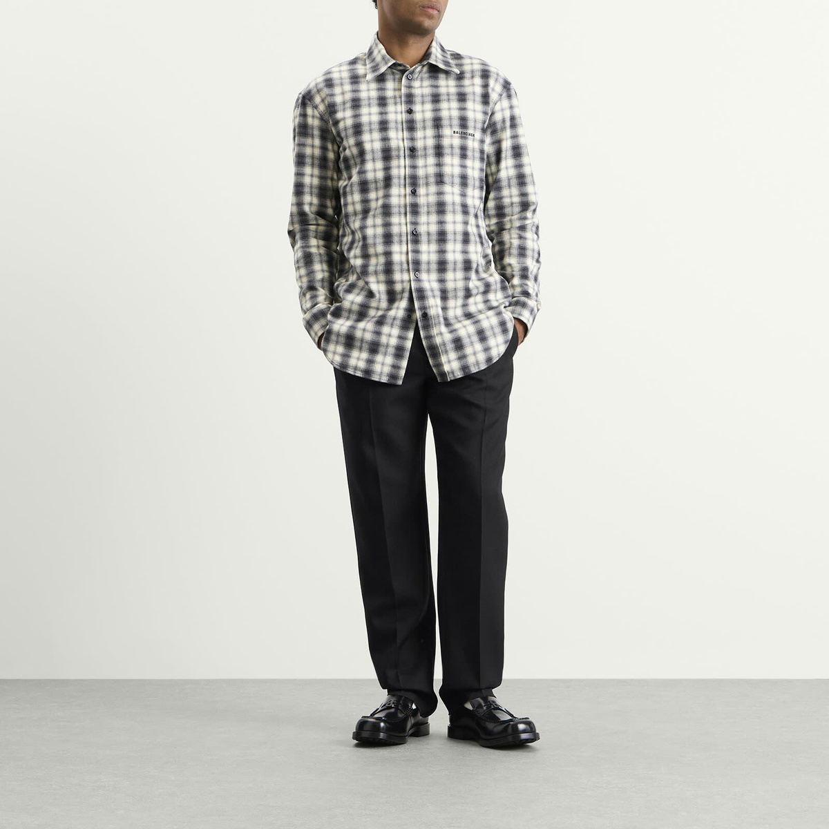 Balenciaga Men's Wool Gabardine Tailored Trousers in Black