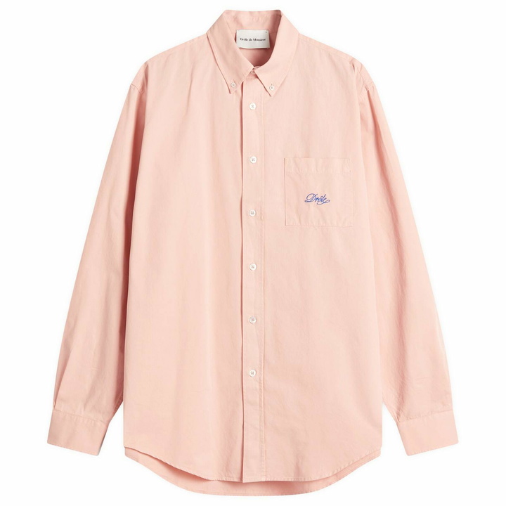 Photo: Drôle de Monsieur Men's Oxford Cotton Long Sleeve Shirt in Light Pink