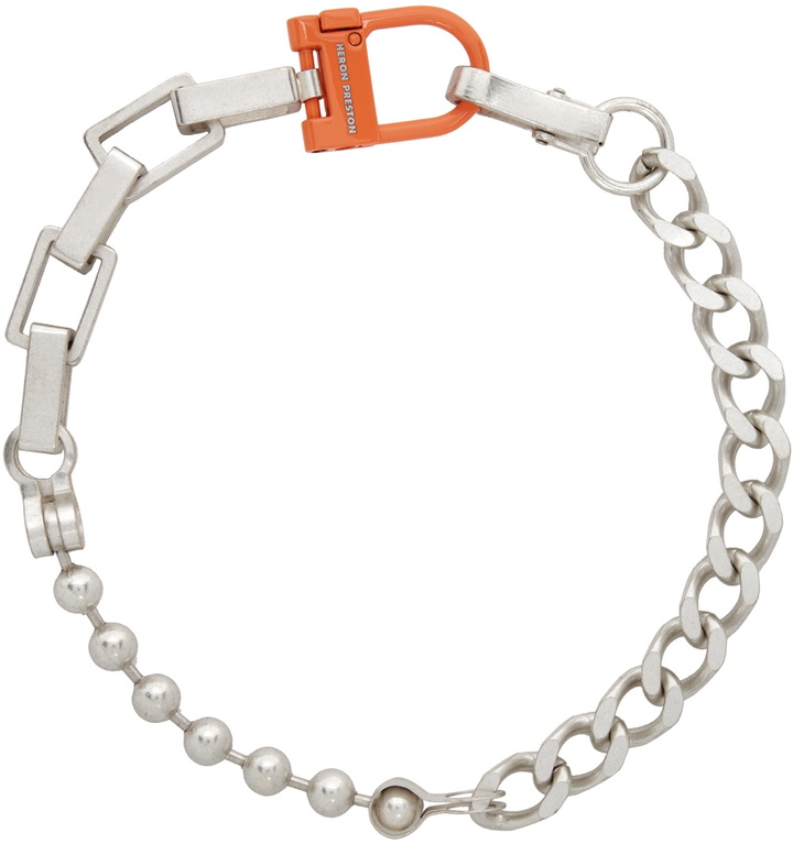 Photo: Heron Preston Silver Multichain Necklace