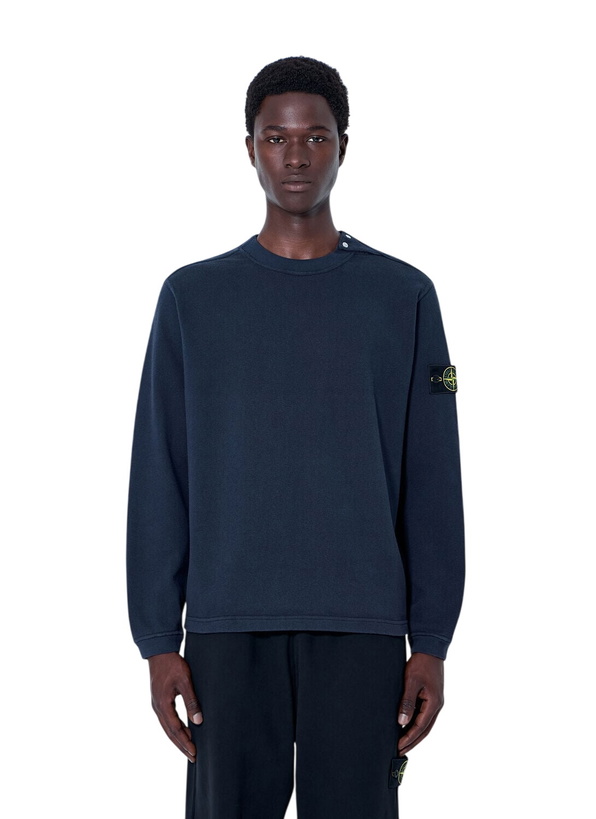 Photo: Stone Island Crewneck Sweatshirt with Sleeve Logo Patch