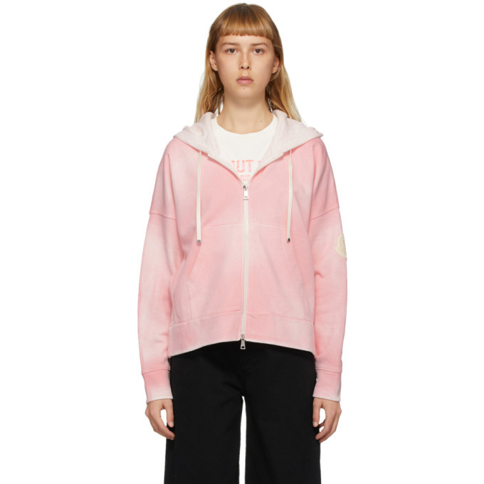 Moncler Pink Spray Paint Zip-Up Hoodie Moncler