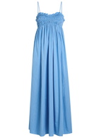 Faithfull The Brand Presa Pinstriped Cotton Maxi Dress Blue