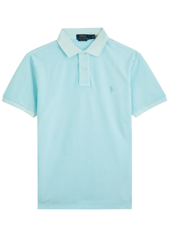 Photo: Polo Ralph Lauren Logo-embroidered Piqué Cotton Polo Shirt Light Blue