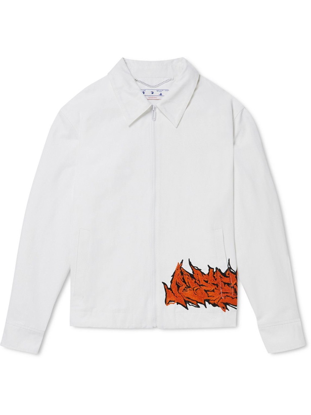 Photo: Off-White - Logo-Embroidered Denim Jacket - White