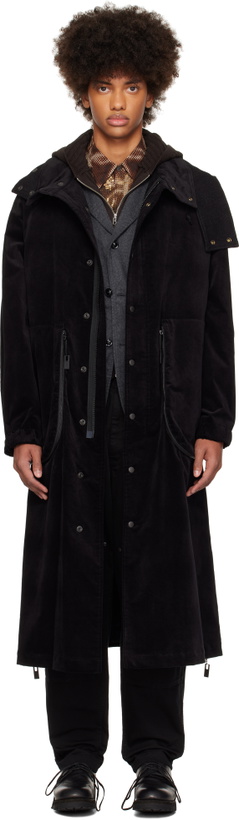 Photo: YOHJI YAMAMOTO Black M-Velvet Hooded Coat