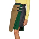 Sacai Beige and Green Wool Skirt