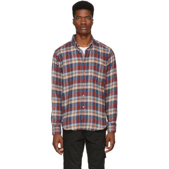 Photo: Naked and Famous Denim Red and Beige Rustic Nep Flannel Easy Shirt
