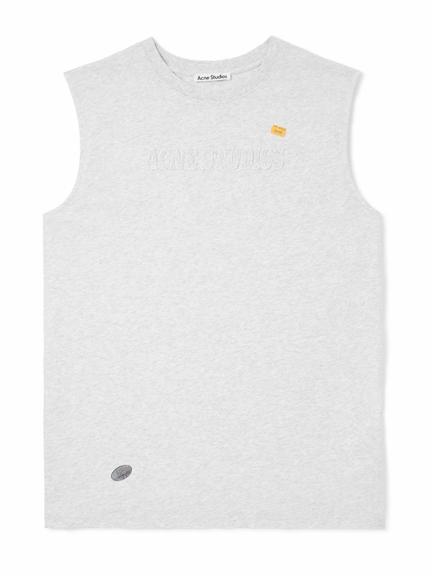 Photo: Acne Studios - Logo-Appliquéd Cotton-Jersey Tank Top - Gray
