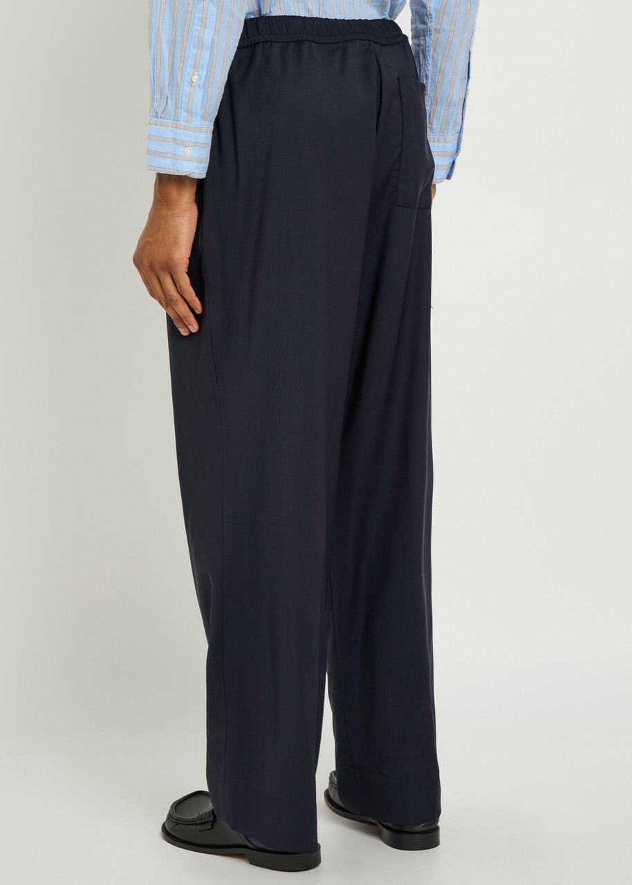 Officine Générale Nilson Wide-leg Wool Trousers Navy