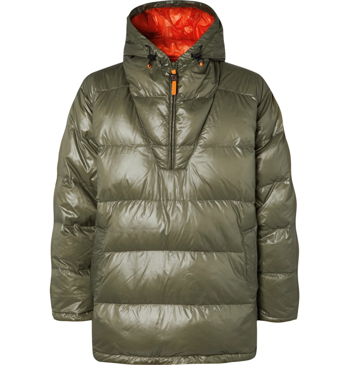 Photo: Aspesi - Quilted Ripstop-Shell Hooded Half-Zip Down Jacket - Green