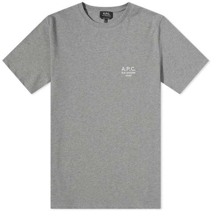 Photo: A.P.C. Men's Raymond Embroidered Logo T-Shirt in Dark Grey Melange