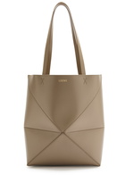 Loewe Puzzle Fold Medium Leather Tote - Sand - One Size