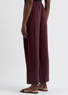 Eileen Fisher Straight-leg Silk-georgette Trousers Burgundy