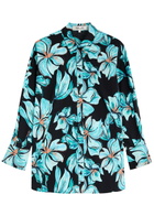 Diane Von Furstenberg Caleb Floral-print Stretch-cotton Blouse Black