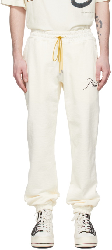 Photo: Rhude Off-White Cotton Lounge Pants