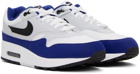 Nike White & Blue Nike Air Max 1 Sneakers