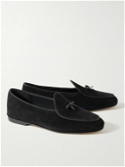 Rubinacci - Marphy Suede-Trimmed Full-Grain Leather Tasselled Loafers - Black