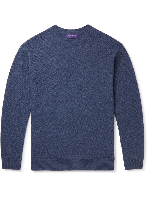 Photo: Ralph Lauren Purple label - Textured Linen and Cashmere-Blend Sweater - Blue