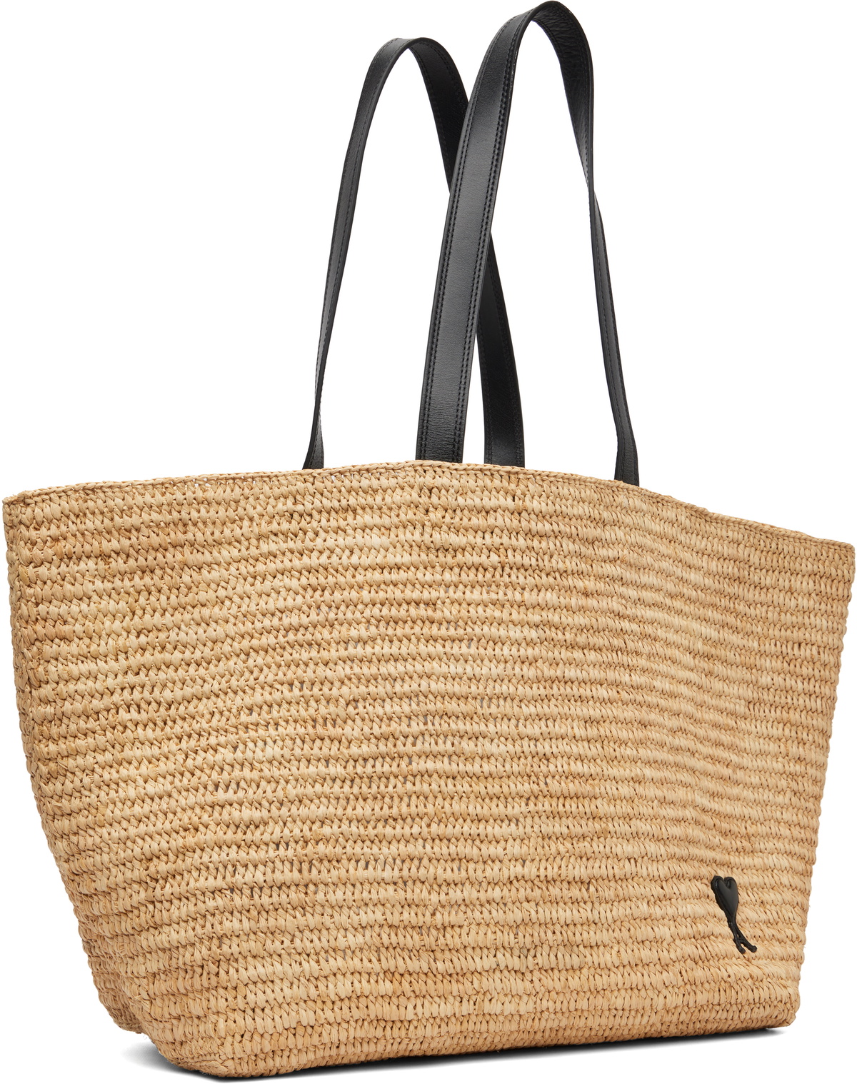 AMI Paris Beige Natural Raffia Ami de Coeur Tote