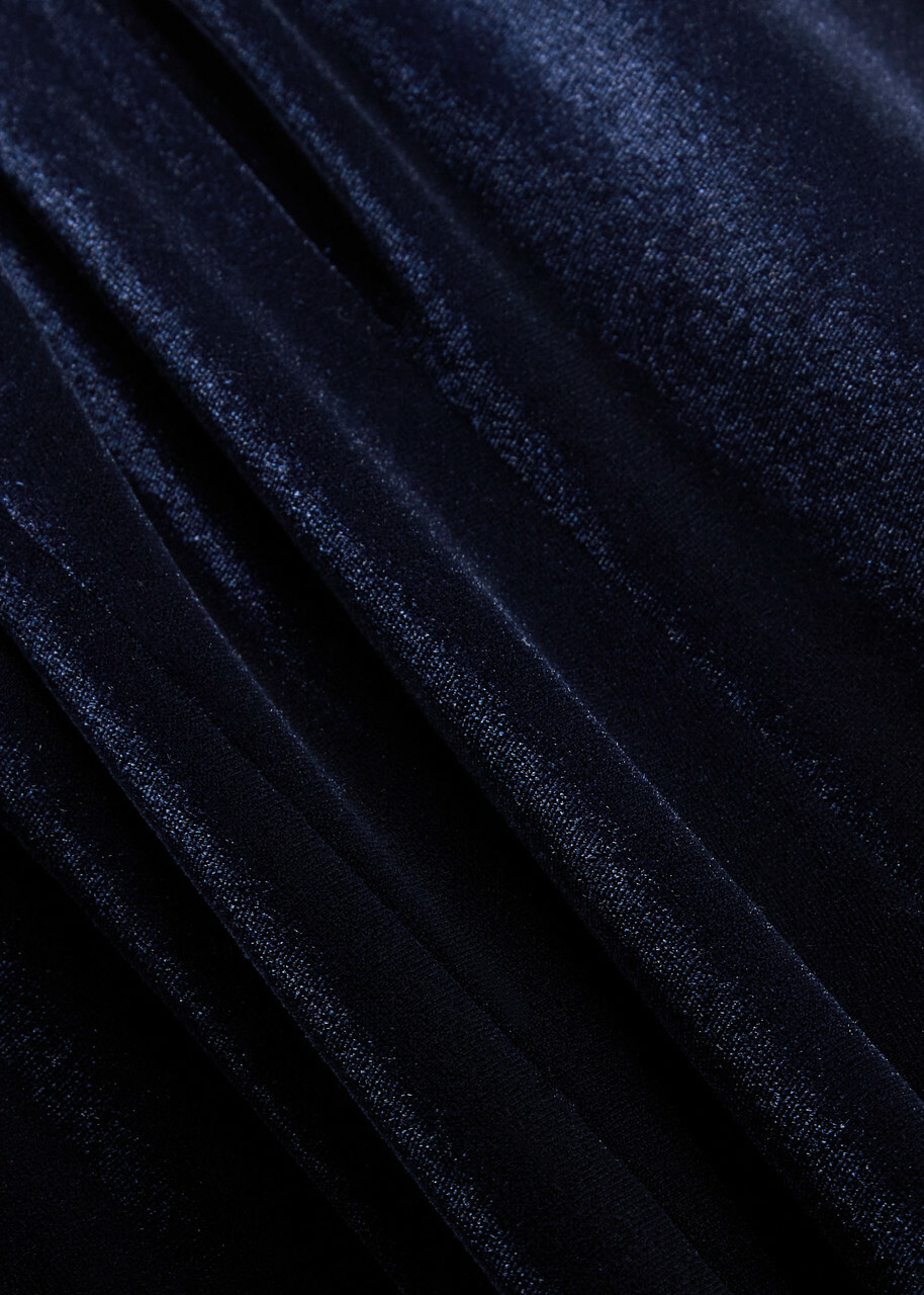 Talbot Runhof Off-the-shoulder Velvet Gown Navy