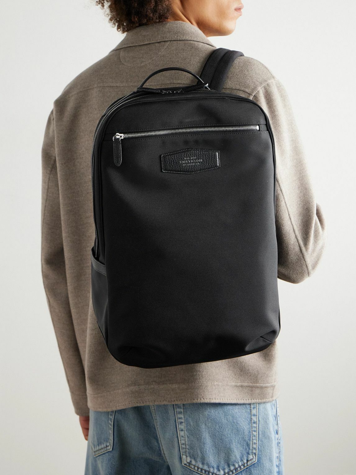 Smythson - Norton Full-Grain Leather-Trimmed ECONYL® Nylon-Canvas Backpack