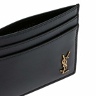 Saint Laurent Men's YSL Metal Logo Cardholder in Black/Gold