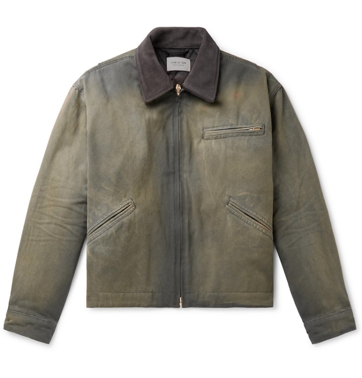 Photo: Fear of God - Suede-Trimmed Cotton-Canvas Jacket - Green