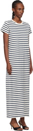 ANINE BING Off-White & Navy Wynne Stripe Midi Dress