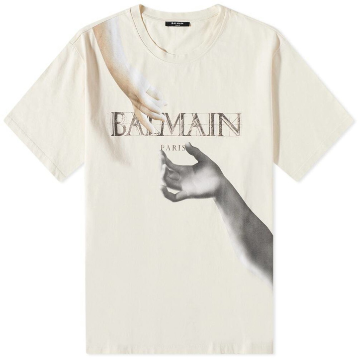 Photo: Balmain Men's Statue Print Logo T-Shirt in White