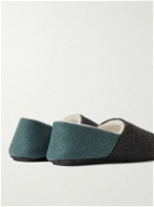 Mr P. - Fleece-Lined Two-Tone Recycled-Felt Slippers - Blue