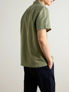 Mr P. - Michael Convertible-Collar Garment-Dyed Cotton and Linen-Blend Twill Shirt - Green