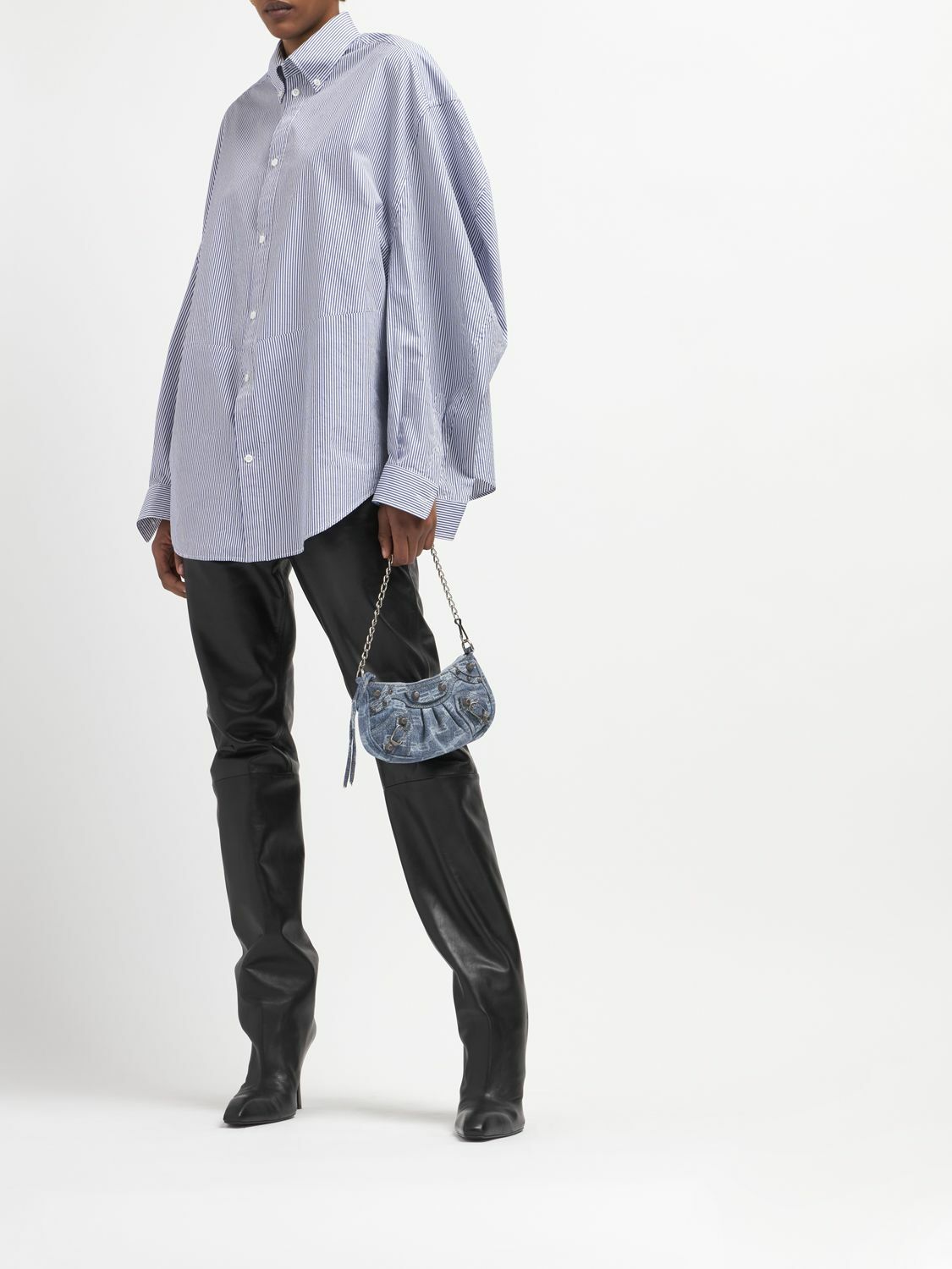 BALENCIAGA Twisted Sleeve Shirt バレンシアガ 0400018082754_BLUEWHITE_ASTL?