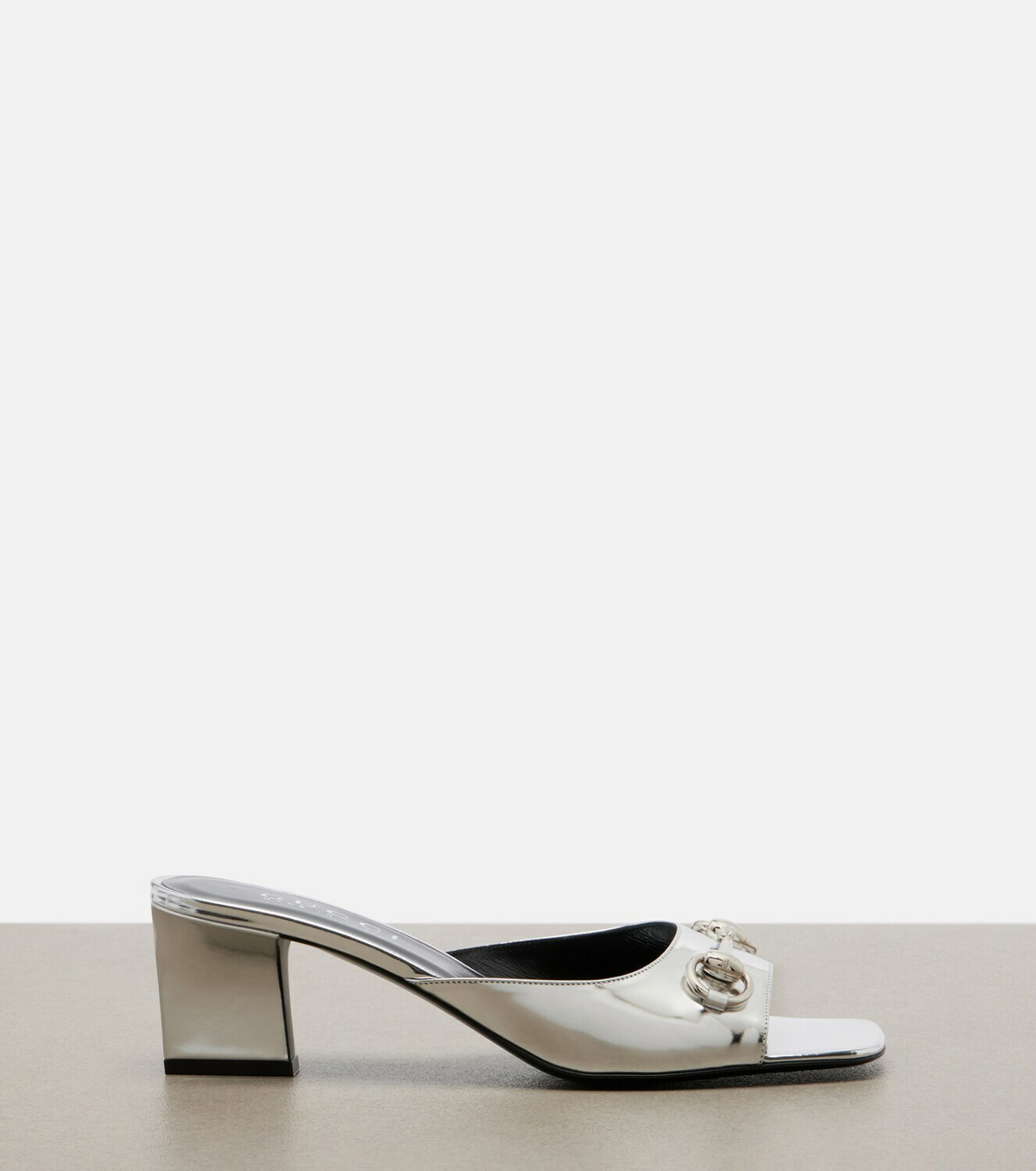 Gucci Signora Horsebit metallic leather mules