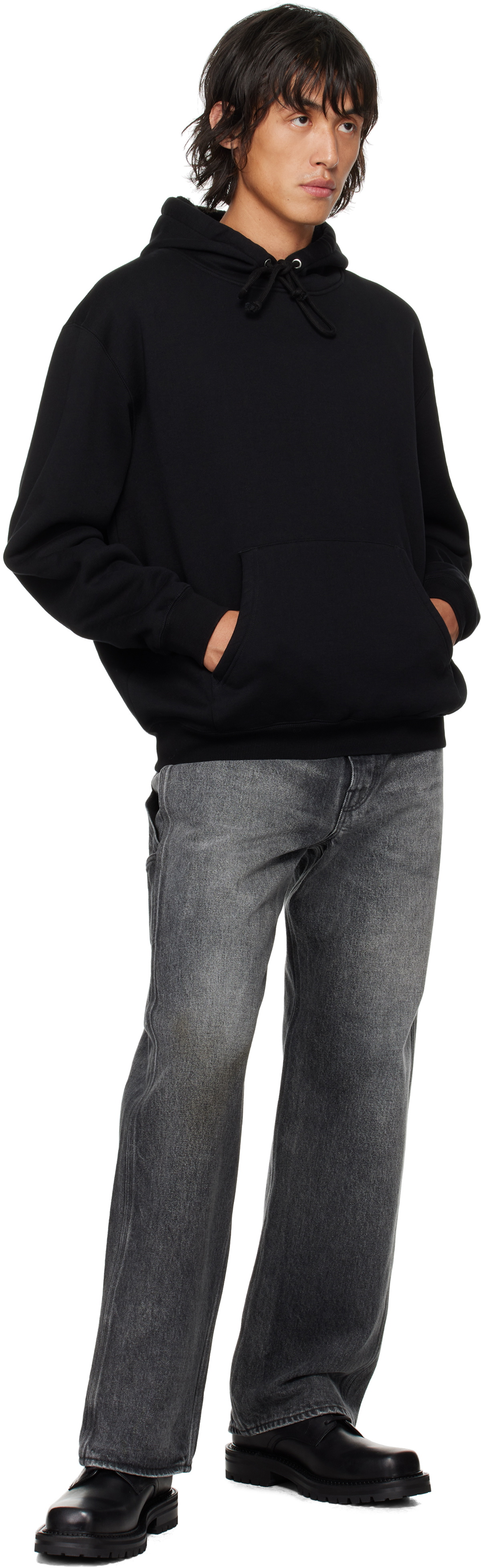 AURALEE Black Smooth Soft Sweat Hoodie Auralee
