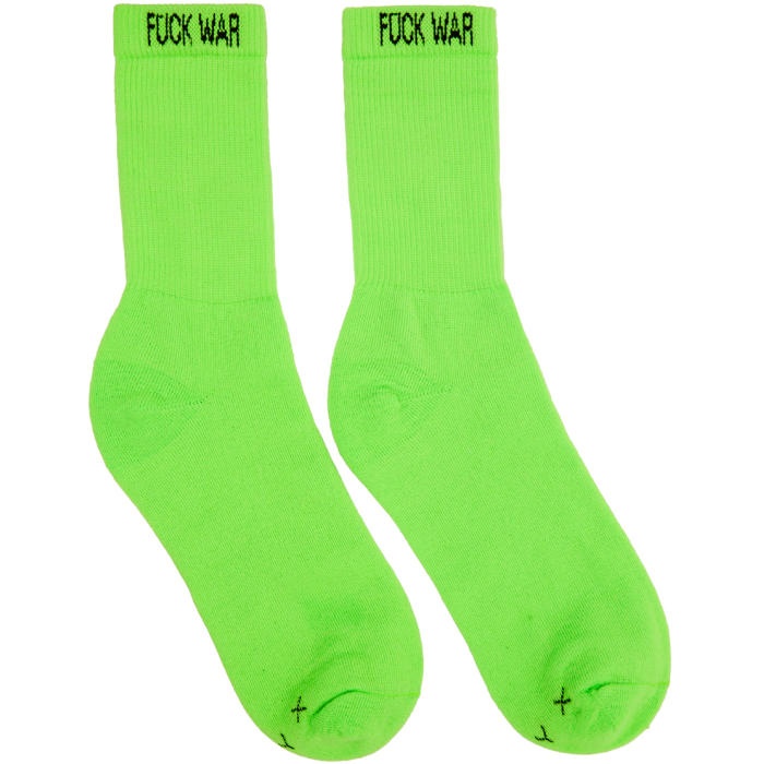 Photo: Alyx Two-Pack Orange and Green Fuck War Neon Socks