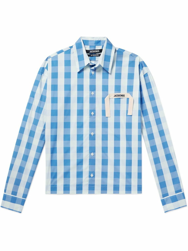 Photo: Jacquemus - Webbing-Trimmed Gingham Cotton-Poplin Shirt - Blue