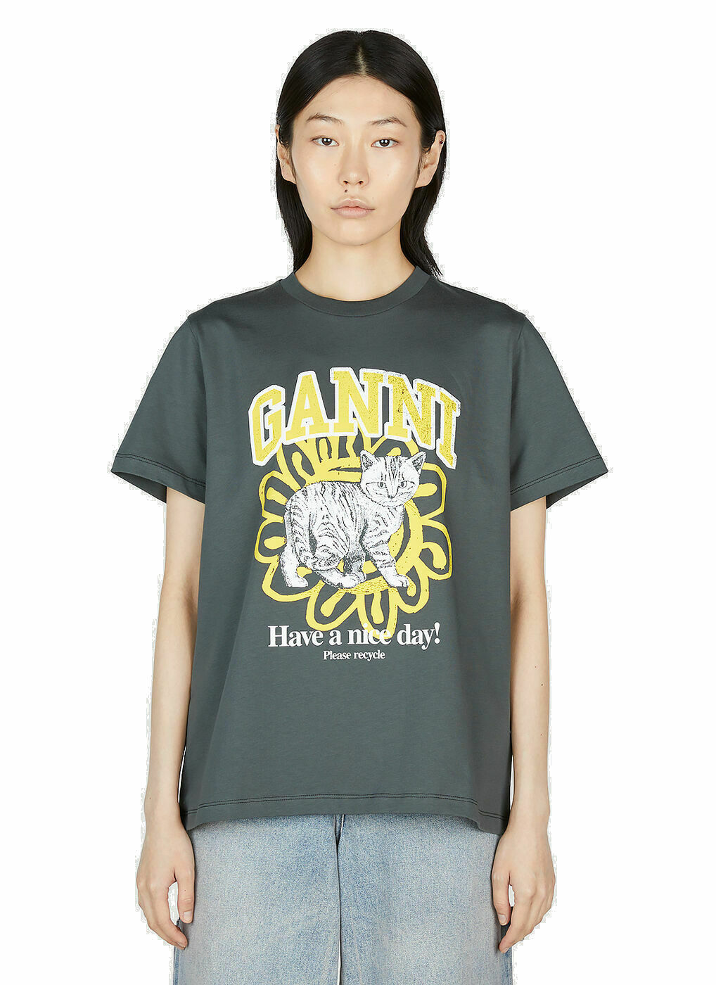 【GANNI】Cat Relaxed Fit Short Sleeve T-shirt/全国送料無料 GANNI】RELAXED CAT T-SHIRT | idealclasse