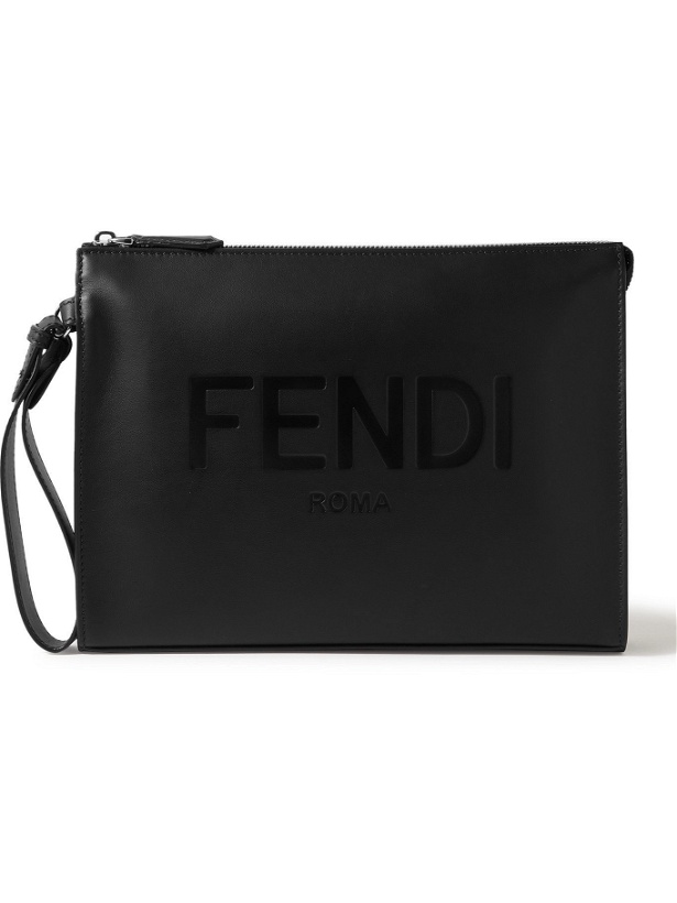 Photo: FENDI - Flat Logo-Debossed Leather Pouch