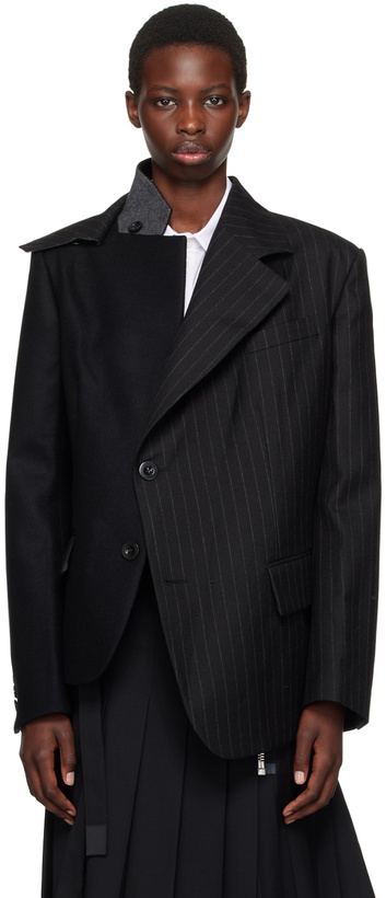 Photo: sacai Black Paneled Blazer