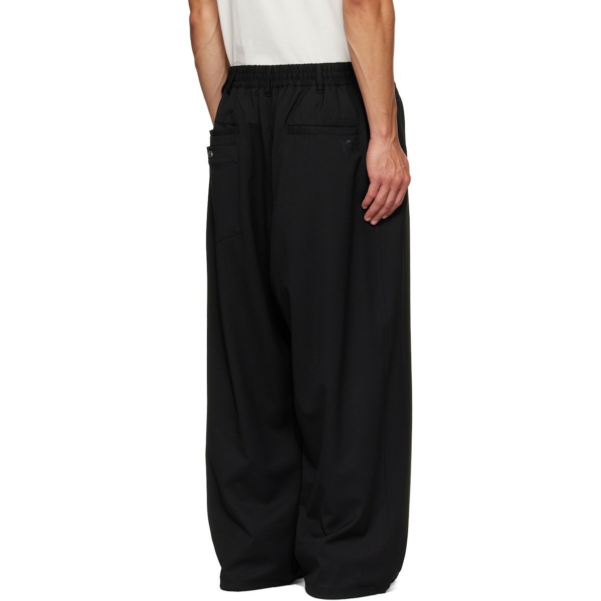Y-3 Black Wool Straight Leg Trousers