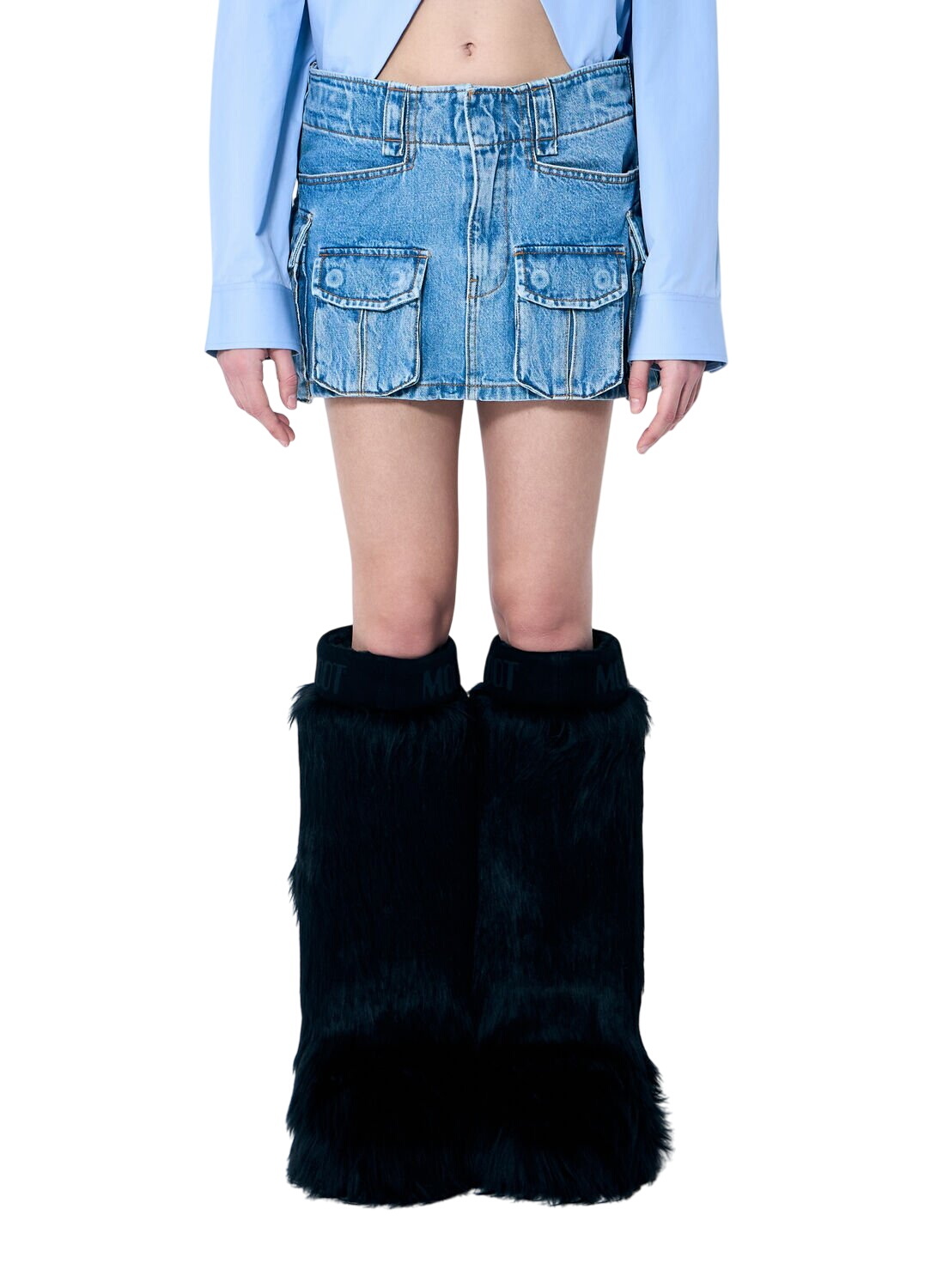 Alexander Wang Blue Lace-Waistband Denim Skirt Alexander Wang