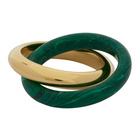 Bottega Veneta Green and Gold Double Ring