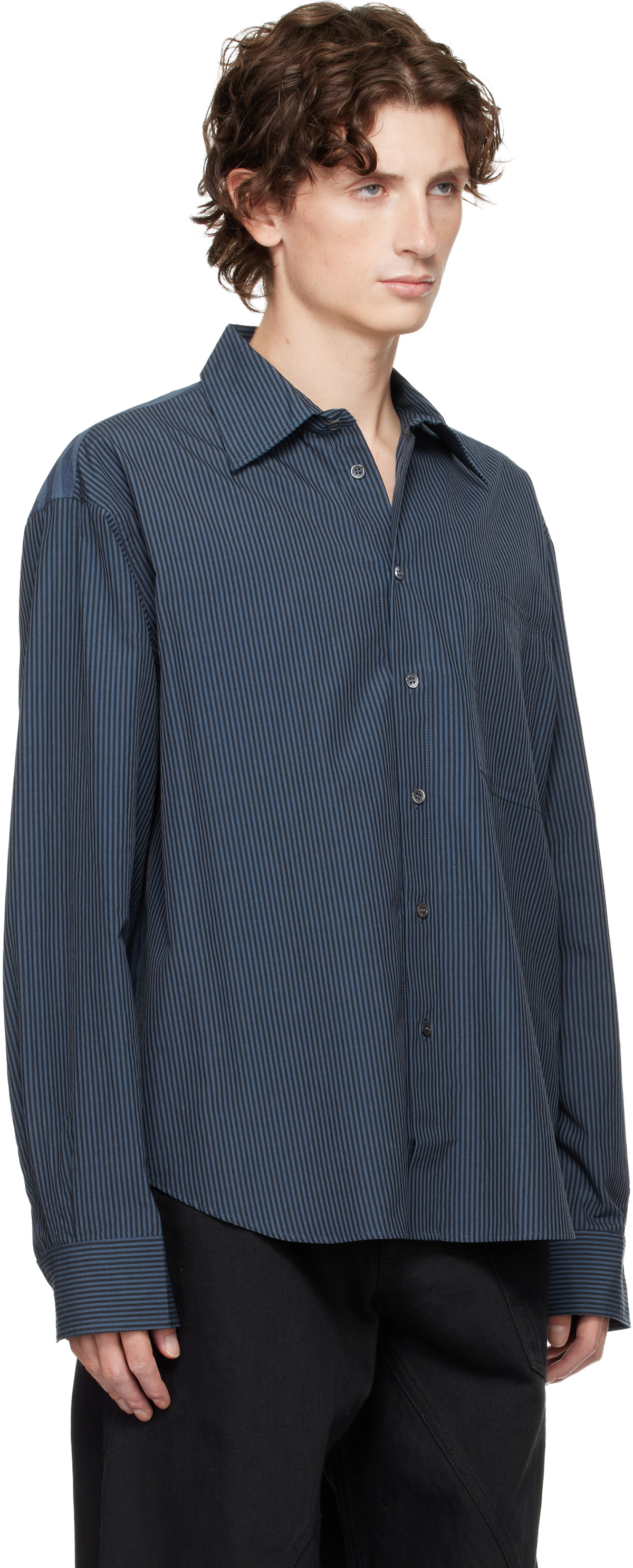jw anderson シャツ JW Anderson Navy Striped Shirt JW Anderson