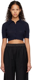 System Navy Cropped Cardigan