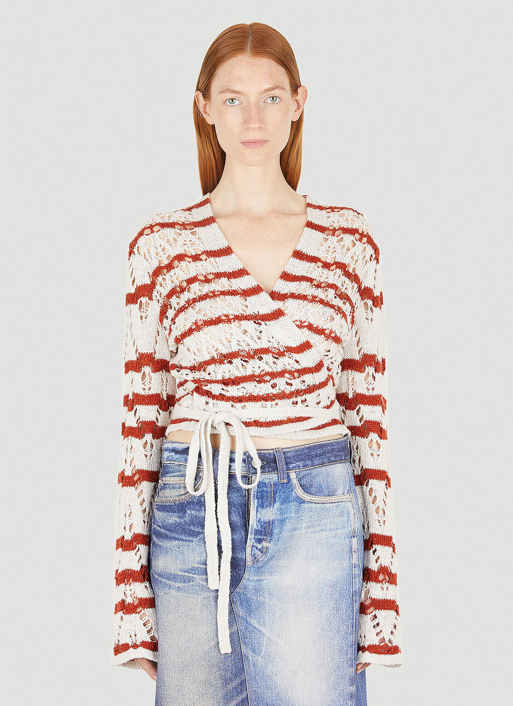 Zig Zag Wrap Knit Top in Red Our Legacy